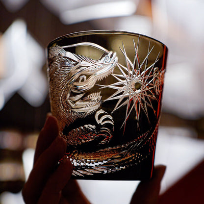 Soaring Dragon Edo Kiriko Handcrafted Crystal Whisky Glass