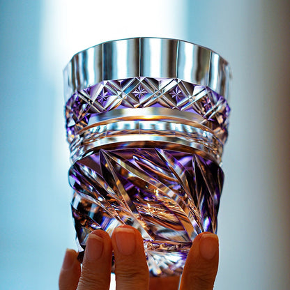 Violet Kaze Breeze Edo Kiriko Handcrafted Crystal Whisky Glass