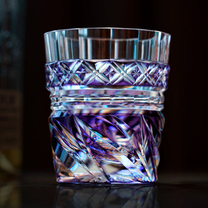 Violet Kaze Breeze Edo Kiriko Handcrafted Crystal Whisky Glass