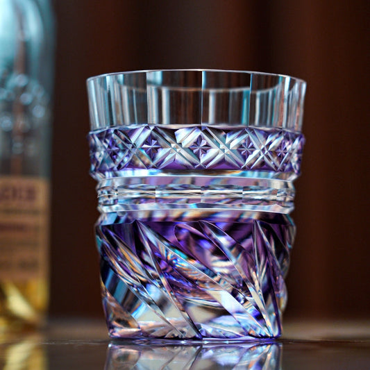 Violet Kaze Breeze Edo Kiriko Handcrafted Crystal Whisky Glass