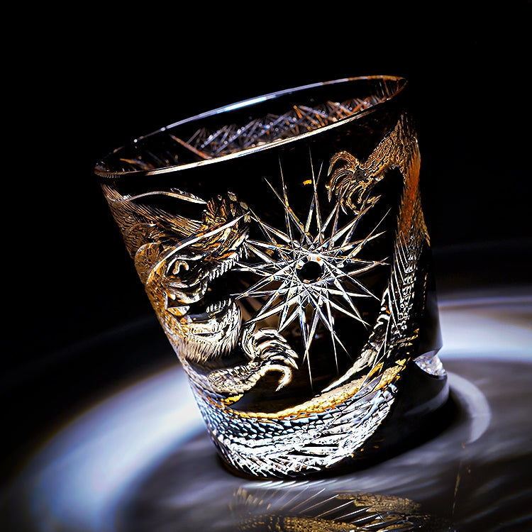 Soaring Dragon Edo Kiriko Handcrafted Crystal Whisky Glass