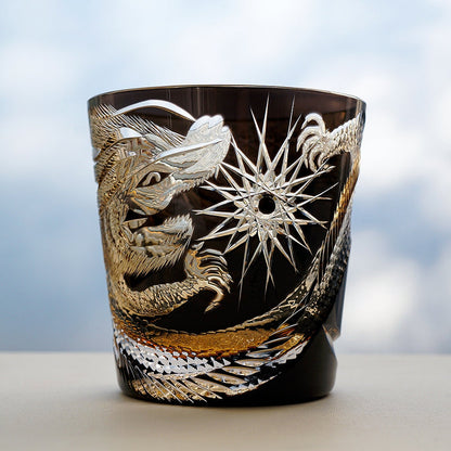 Soaring Dragon Edo Kiriko Handcrafted Crystal Whisky Glass