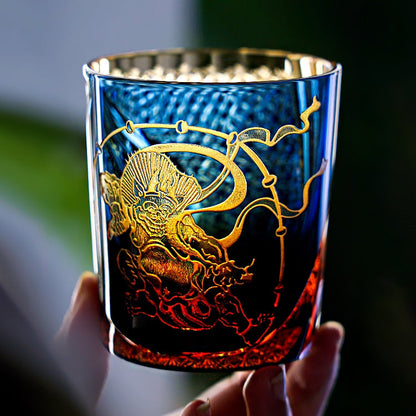 Thunder God Raijin Edo Kiriko Handcrafted Crystal Whisky Glass