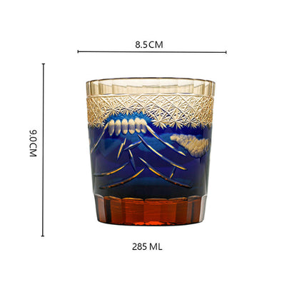 Mount Fuji Edo Kiriko Handcrafted Crystal Whisky Glasses