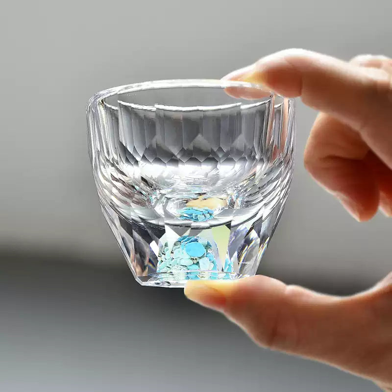 Turquoise Infused Crystal Whisky Glasses